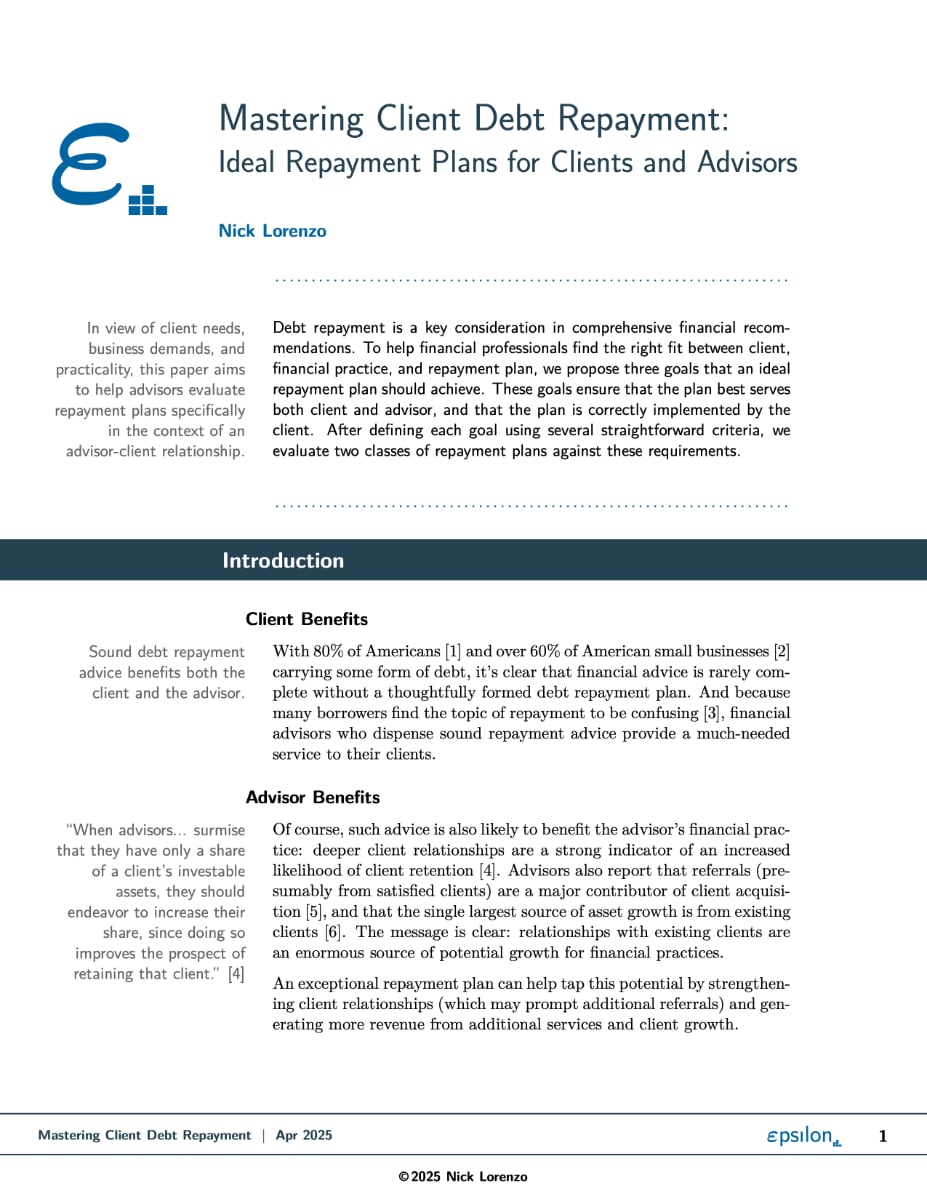 first page of Mastering Client Debt Repayment white paper PDF