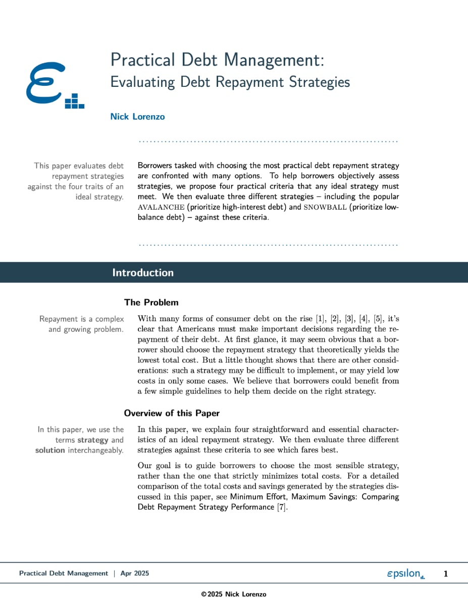 first page of Practical Debt Management white paper PDF